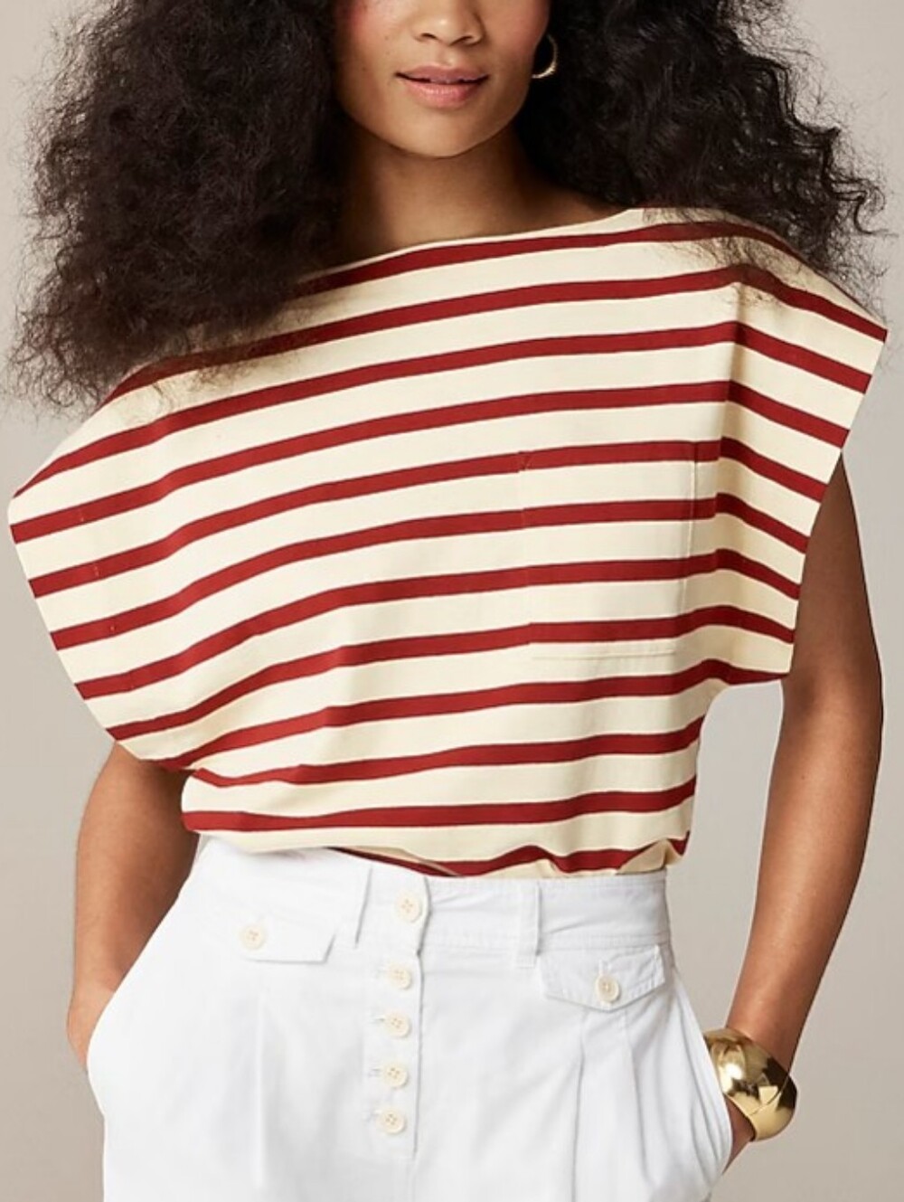 J. Crew Mariner Cotton Boatneck Stripe Top M